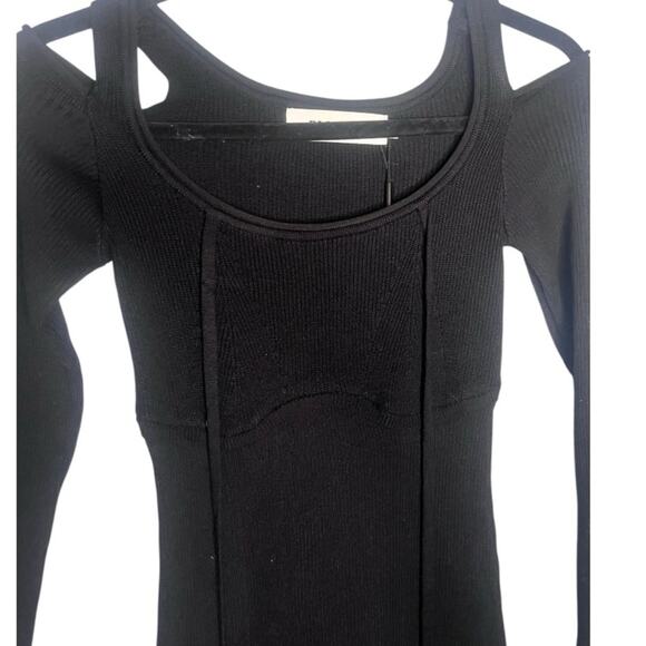 Elliatt Marisol Black Ribbed Sweetheart Knit Midi Dress XS NWT Edgy Minimalist - Picture 5 of 8
